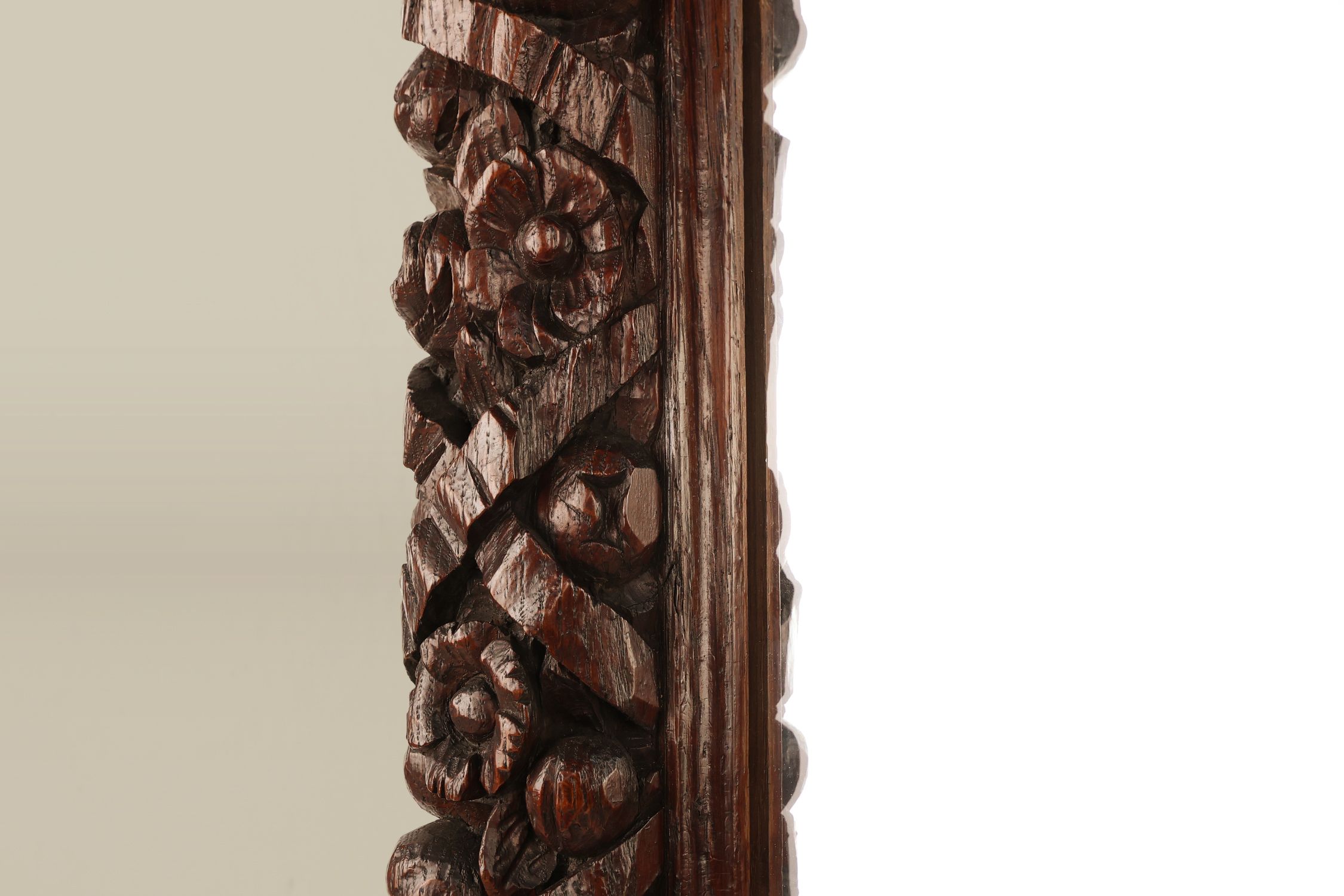 Rare large Antique Baroque or Rococo style hand carved oak mirror, France ca. 1800thumbnail